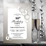 Silver Geometric 80th Birthday Party Kaart<br><div class="desc">Organiseer en nodig je vrienden en geliefden uit voor je 80ste verjaardagsfeestje met deze stijlvolle,  zilveren,  zeshoekige,  geometrische verjaardagsfeestuitnodiging.</div>
