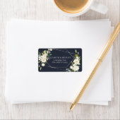 Silver Geometric Blue White Floral Address Etiket (Insitu)