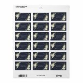 Silver Geometric Blue White Floral Address Etiket (Full Sheet)