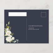 Silver Geometric Blue White Floral No Menu RSVP (Achterkant)