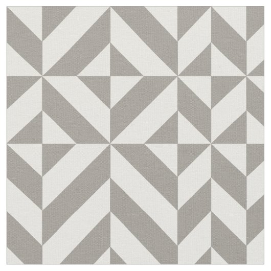 Silver Geometric Deco Cube Pattern Stof (Close Up)