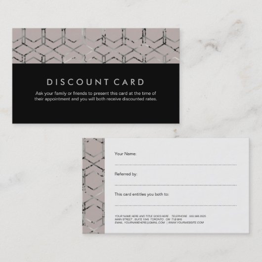 Silver Geometric Discount Cards Kortingskaartje (Voorkant / Achterkant)