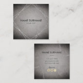 Silver Geometric Leather Square Visitekaartje (Voorkant / Achterkant)
