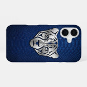 Silver Geometric Leopard Blue Snakeskin iPhone 16  Hoesje (Achterkant horizontaal)