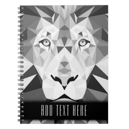Silver Geometric Lion met aangepaste tekst Notitieboek (Voorkant)