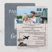 Silver Germany Passport Wedding Invitation Kaart (Voorkant / Achterkant)