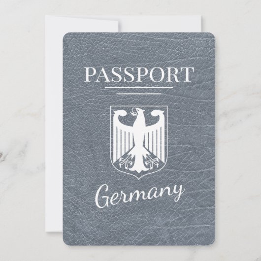 Silver Germany Passport Wedding Invitation Kaart (Achterkant)