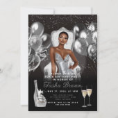 Silver Glam Balloons Royal Birthday Invitation Kaart (Voorkant)
