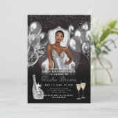 Silver Glam Balloons Royal Birthday Invitation Kaart (Staand voorkant)