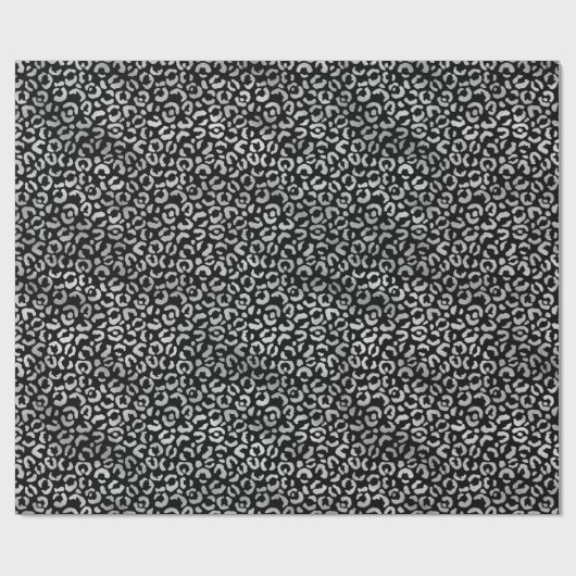 Silver Glam Black Leopard Print Cadeaupapier (Vlak)