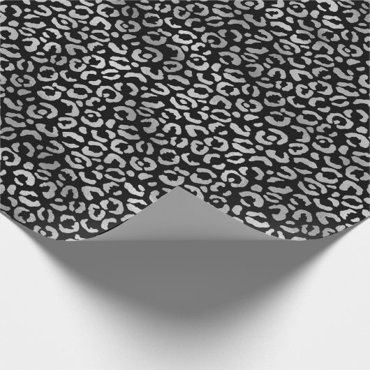 Silver Glam Black Leopard Print Cadeaupapier (Hoek)