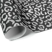 Silver Glam Black Leopard Print Cadeaupapier (Rol Hoek)