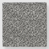 Silver Glam Black Leopard Print Stenen Onderzetter (Voorkant)