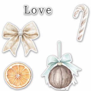 Silver Glam Bow Love Oranje Coconut Candy Cane Sticker