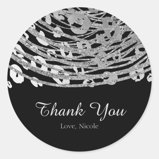Silver Glam Cheetah Print Exotic Party Favor Ronde Sticker (Voorkant)