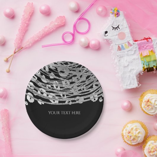 Silver Glam Cheetah Print Exotic Print Party Papieren Bordje (Feest)