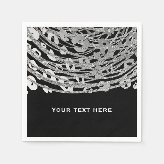 Silver Glam Cheetah Print Exotic Print Party Servet (Voorkant)