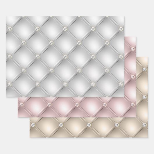 Silver Glam Diamond Blush Champagne Inpakpapier Vel (Set)