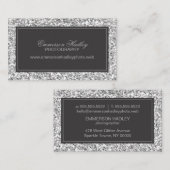 Silver Glam Faux Glitter Visitekaartje (Voorkant / Achterkant)