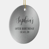 Silver Glam Folie 18e verjaardag foto Keramisch Ornament (Rechts)