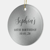 Silver Glam Folie 18e verjaardag foto Keramisch Ornament (Links)