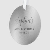 Silver Glam Folie 40e verjaardag foto Ornament (voorkant)