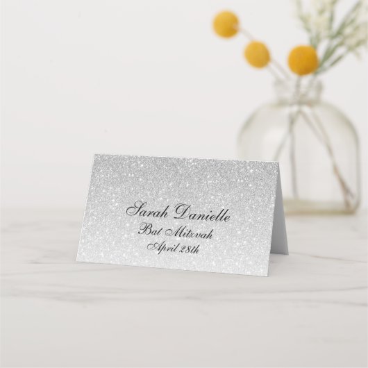Silver Glam Glitter Place Card Plaatskaartje (Achterkant)