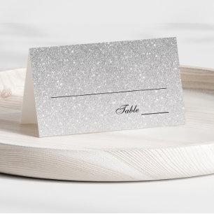 Silver Glam Glitter Place Card Plaatskaartje