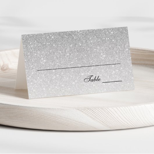 Silver Glam Glitter Place Card Plaatskaartje