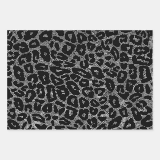 Silver Glam Leopard Snowflake Rainbows Inpakpapier Vel (Voorkant)