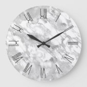 Silver Glam Marble Retro Roman Numeriek Grote Klok (Voorkant)