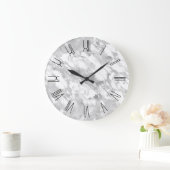 Silver Glam Marble Retro Roman Numeriek Grote Klok (Huis)