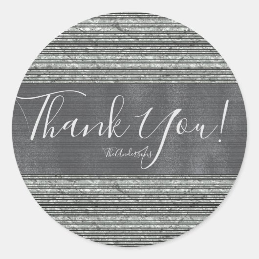 Silver Glam Modern Chic Trendy Wedding Favor Ronde Sticker (Voorkant)