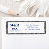 Silver Glam & Royal Blue Wedding Address Etiket (Insitu)