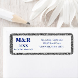 Silver Glam & Royal Blue Wedding Address Etiket
