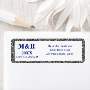 Silver Glam & Royal Blue Wedding Address Etiket