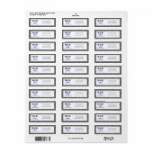 Silver Glam & Royal Blue Wedding Address Etiket (Full Sheet)