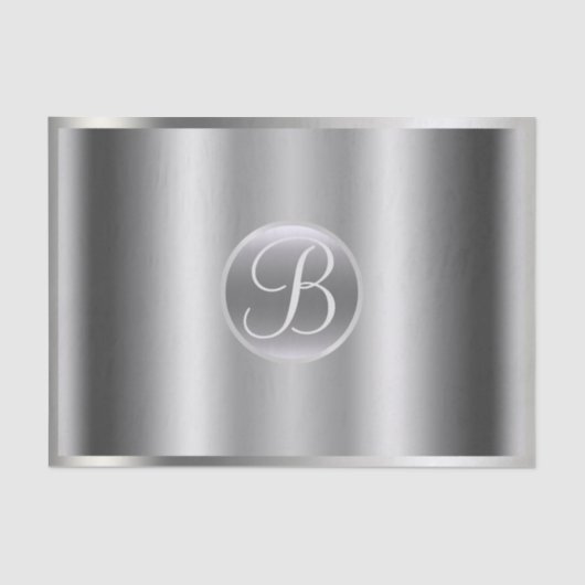 Silver Glam Shine Elegant Monogram Letter Initiaal Tissuepapier (Voorkant)