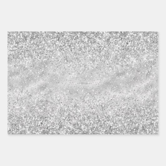 Silver Glam Sparkle Confetti Glitter Inpakpapier Vel (Voorkant 2)
