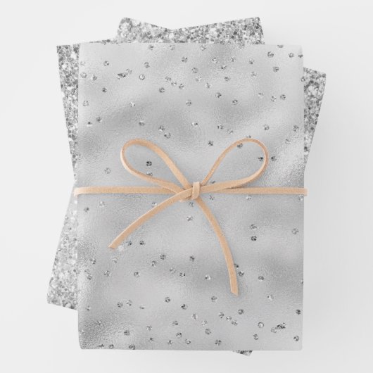 Silver Glam Sparkle Confetti Glitter Inpakpapier Vel (In situ)