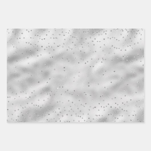 Silver Glam Sparkle Confetti Glitter Inpakpapier Vel (Voorkant)