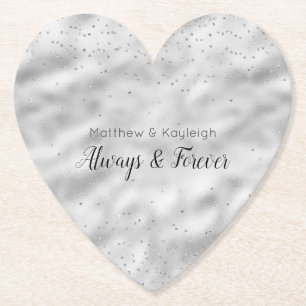 Silver Glam Sparkle Confetti Kartonnen Onderzetters