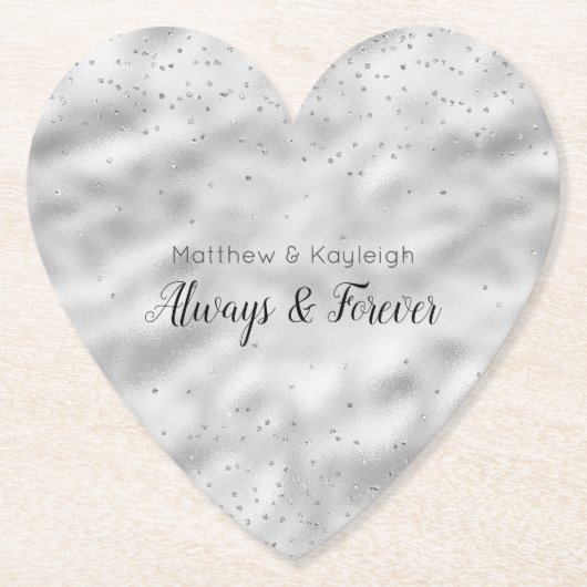 Silver Glam Sparkle Confetti Kartonnen Onderzetters (Voorkant)