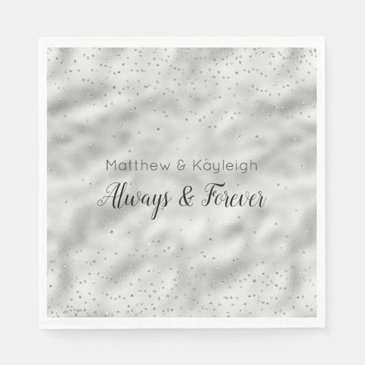 Silver Glam Sparkle Confetti Servet (Voorkant)