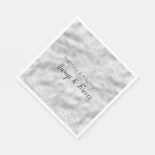 Silver Glam Sparkle Confetti Servet (Hoek)