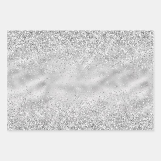 Silver Glam Sparkle Glitter Inpakpapier Vel (Voorkant 3)
