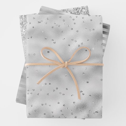 Silver Glam Sparkle Glitter Inpakpapier Vel (In situ)