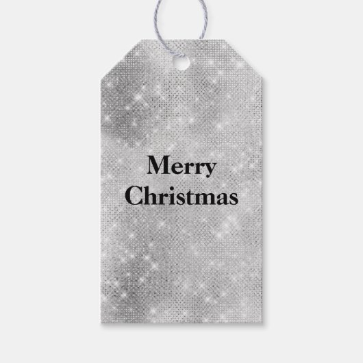 Silver Glam Sparkle Glitz Cadeaulabel (Voorkant)