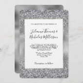 Silver Glam Sparkle Glitz Wedding Kaart (Voorkant / Achterkant)