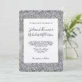 Silver Glam Sparkle Glitz Wedding Kaart (Staand voorkant)